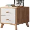 SoOSSN Nightstand Bedside Table Rubber Wood Narrow End Table W/ 2 Drawers Bedside Dress Home Bedside Cabinet (Color : Log White, Size : 45 * 40 * 50cm) view 1