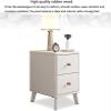 SoOSSN Nightstand Bedside Table Rubber Wood Narrow End Table W/ 2 Drawers Bedside Dress Home Bedside Cabinet (Color : Log White, Size : 45 * 40 * 50cm) view 3