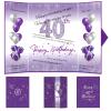 40th Birthday Decorations for Women Purple Silver Happy 40th Birthday Signature Guest Book Alternative for Women Men 40th Birthday Anniversary Party Gifts Supplies Favor Decor Greeting Card Creative view 1