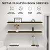 MOFGOE 1 Piece Wall Floating Display Shelf with Built-in Illuminated LED Light, Metal Wall Mounted Light Emitting Book Shelves, Lighting Shelf for Commercial Bar, Living Room Bathroom,Gold,70.9in view 3