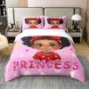 Black Cute Girly 100% Natural Cotton Duvet Cover King American Style Princess Bedding Sets Red Polka Dot Red Bow Comforter Cover Cartoon Girl Bedding Ultra with 2 Pillowcases(No Comforter) view 1