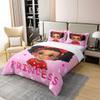 Black Cute Girly 100% Natural Cotton Duvet Cover King American Style Princess Bedding Sets Red Polka Dot Red Bow Comforter Cover Cartoon Girl Bedding Ultra with 2 Pillowcases(No Comforter) view 2
