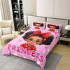 Black Cute Girly 100% Natural Cotton Duvet Cover King American Style Princess Bedding Sets Red Polka Dot Red Bow Comforter Cover Cartoon Girl Bedding Ultra with 2 Pillowcases(No Comforter) view 3