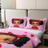 Black Cute Girly 100% Natural Cotton Duvet Cover King American Style Princess Bedding Sets Red Polka Dot Red Bow Comforter Cover Cartoon Girl Bedding Ultra with 2 Pillowcases(No Comforter) view 4