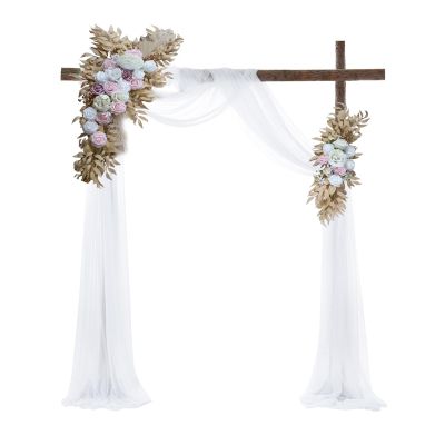 MISNODE Artificial Wedding Arch Flowers Kit Pack of 3, 2pcs Artificial Floral Swag Arrangement and Draping Fabric with Bandages, Arch Decorations for Wedding Arbor Backdrop(Autumn)