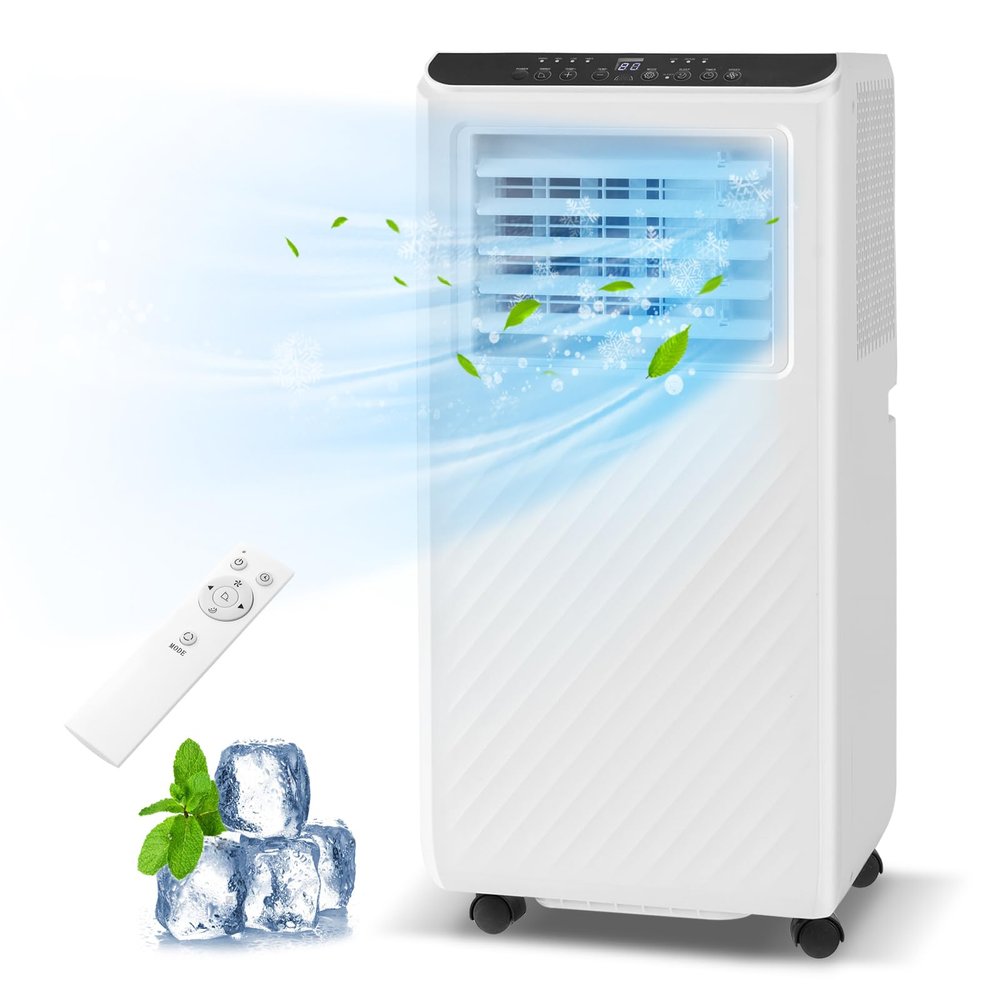 DORTALA 8000 BTU Portable Air Conditioner, 3 in 1 Floor Standing AC Unit with Fan & Dehumidifier, Quiet AC Unit with 24H Timer, Remote Control & Installation Kit for Rooms up to 250 Sq.Ft