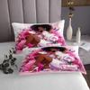 Manfei Black Princess Bedspread Queen Size,Flowers High-Heels Perfume Coverlet Set,Girls Women Room Decor,African American Theme Woman Quilted Coverlet,Pink Romantic Bedding Quilt,2 Pillowcases view 3