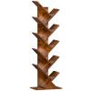 SHEEPAM 10 Tier Tree Book Shelf, Floor Standing Wood Bookshelf for Narrow Space, Storage Organizer Bookshelves for Books/CDs/Magazine, Bookcase with Shelves for Home Office, Living Room - Brown view 1