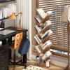 SHEEPAM 10 Tier Tree Book Shelf, Floor Standing Wood Bookshelf for Narrow Space, Storage Organizer Bookshelves for Books/CDs/Magazine, Bookcase with Shelves for Home Office, Living Room - Brown view 2