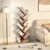 SHEEPAM 10 Tier Tree Book Shelf, Floor Standing Wood Bookshelf for Narrow Space, Storage Organizer Bookshelves for Books/CDs/Magazine, Bookcase with Shelves for Home Office, Living Room - Brown view 4