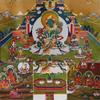 buddha tapestry, Tibetan thangka,thangka painting,buddhist tapestry,Tantric Tibetan Buddhist Thangka Wall Hanging,Green Tara in Mandala,Khadiravani,Jetsun Dolma,Hot Stamping Brocade Buddhist Tapestry view 2