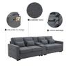 114" Living Room Sectional Sofa,Modern Comfortable Upholstered Fabric 4 Seater Sofa with Wireless Charging  Storage Table,2 Cup Holders and Dual USB Ports for Living Room/Office (Dark Gray) view 4