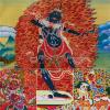 buddha tapestry, Tibetan thangka,thangka painting,buddhist tapestry,Three Dharmapalas of The Gelugpa,Palden Lhamo,Mahakala,Yamantaka, Tibetan Thangka Painting Art,Buddhist Thangka Brocade,Buddha Tapes view 2