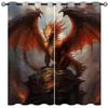 18TH CROZY Dragon Blackout Curtains for Girls Boy Home Decor, Medieval Fantasy Magical Red Animal Grommet Thermal Insulated Drapes Darkening Window Curtain for Bedroom Living Room, 42 x 45 Inch view 1