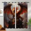 18TH CROZY Dragon Blackout Curtains for Girls Boy Home Decor, Medieval Fantasy Magical Red Animal Grommet Thermal Insulated Drapes Darkening Window Curtain for Bedroom Living Room, 42 x 45 Inch view 2