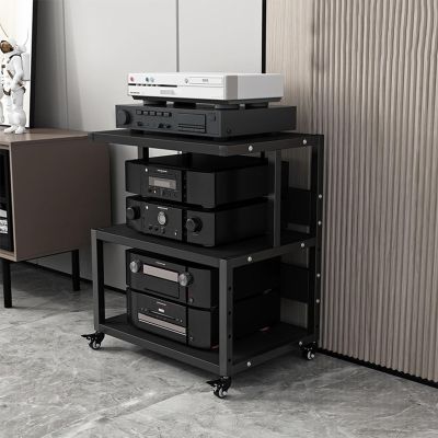 AErosx 3 Tier Movable AV Media Stand Component Cabinet, Gaming TV Stand and Stereo Rack CD Player Stand Audio Tower with Height Adjustable Wooden Shelf for Home/Office/Theater, 50x40x64cm (Color : C)