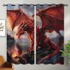 18TH CROZY Red Dragon Blackout Curtains for Girls Boy Home Decor, Fantasy Medieval Magical Animal Grommet Thermal Insulated Drapes Darkening Window Curtain for Bedroom Living Room, 72 x 63 Inch view 2