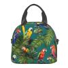 YQxwJL Tropical Plants And Parrots Print Lunch Bags For Women,Leakproof Insulated Lunch Box, Adjustable Shoulder Strap For Work Picnic view 3