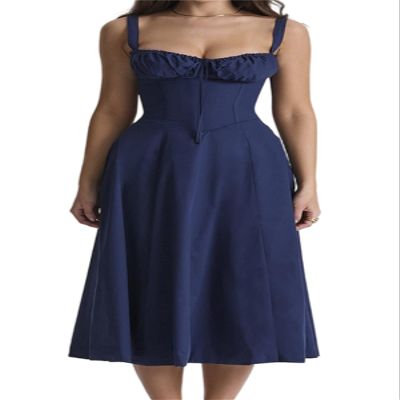 Udeniy Womens Casual Summer Dresses Fashion Sleeveless Sexy Dresses Elegant Floral Vacation Dresses Vintage Party Dresses A-Blue