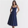 Udeniy Womens Casual Summer Dresses Fashion Sleeveless Sexy Dresses Elegant Floral Vacation Dresses Vintage Party Dresses A-Blue view 3