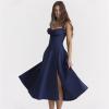 Udeniy Womens Casual Summer Dresses Fashion Sleeveless Sexy Dresses Elegant Floral Vacation Dresses Vintage Party Dresses A-Blue view 4