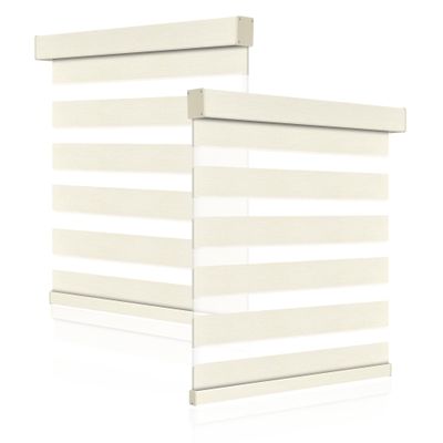 Boolegon Custom Size Zebra Blinds for Windows Shades, Light Filtering Cordless Zebra Roller Blinds,Striped Jacquard Light Control for Day and Night,Easy to Install, Beige, 51" W x 88" H