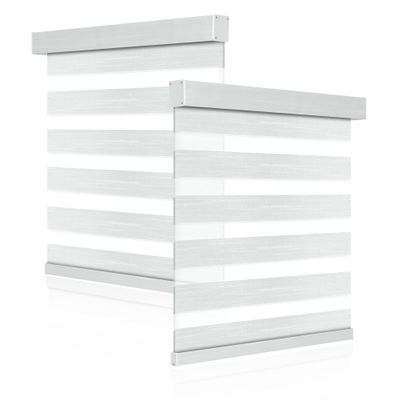 Boolegon Custom Size Zebra Blinds for Windows Shades,Blackout Cordless Zebra Roller Blinds,Textural Privacy Light Control for Day and Night,Easy to Install, White, 59" W x 80" H