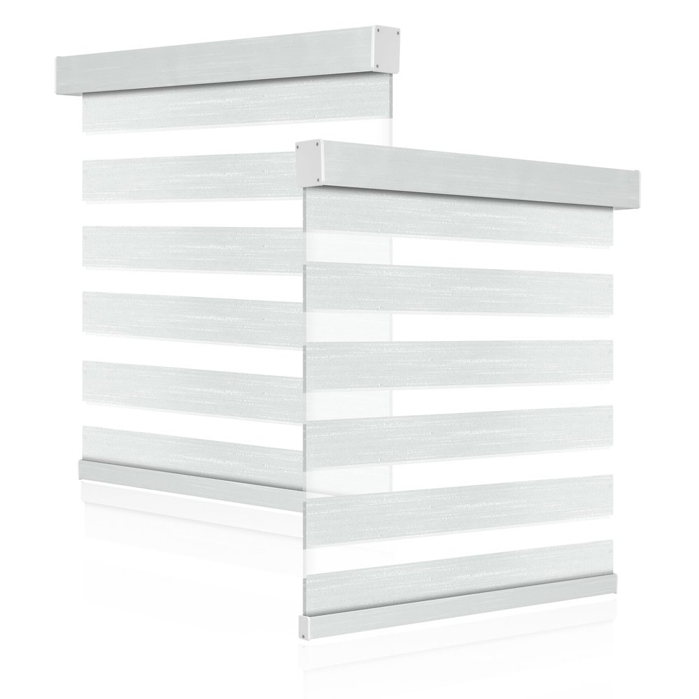Boolegon Custom Size Zebra Blinds for Windows Shades,Blackout Cordless Zebra Roller Blinds,Textural Privacy Light Control for Day and Night,Easy to Install, White, 59" W x 80" H
