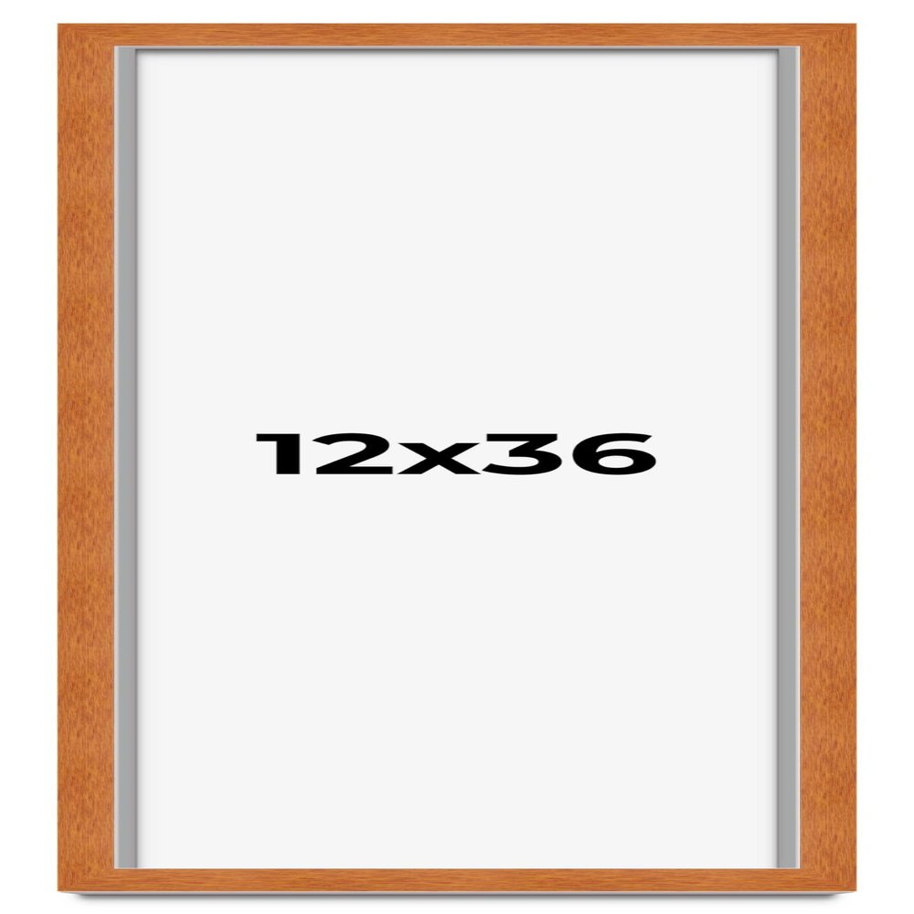 12x36 Frame Brown Honey Pecan Solid Wood Picture Frame with UV Acrylic Plexiglass, Foam Board Backing & Hanging Hardware Included | 0.75 Inch Frame Moulding Width | 0.5 Inch Rabbet Depth