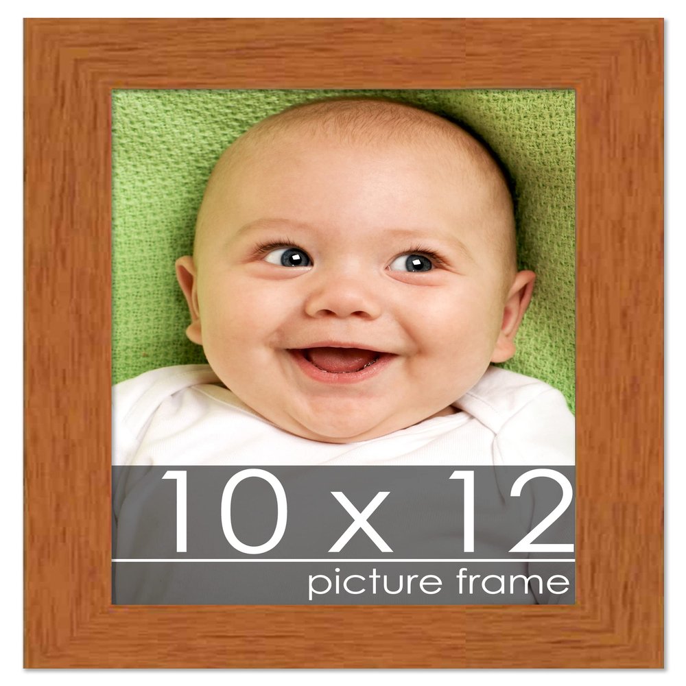 10x12 Frame Brown Honey Pecan Solid Wood Picture Frame with UV Acrylic Plexiglass, Foam Board Backing & Hanging Hardware Included | 0.75 Inch Frame Moulding Width | 0.5 Inch Rabbet Depth