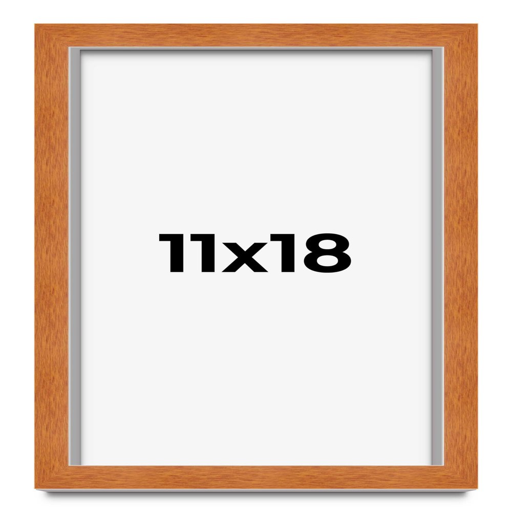 11x18 Frame Brown Honey Pecan Solid Wood Picture Frame with UV Acrylic Plexiglass, Foam Board Backing & Hanging Hardware Included | 0.75 Inch Frame Moulding Width | 0.5 Inch Rabbet Depth