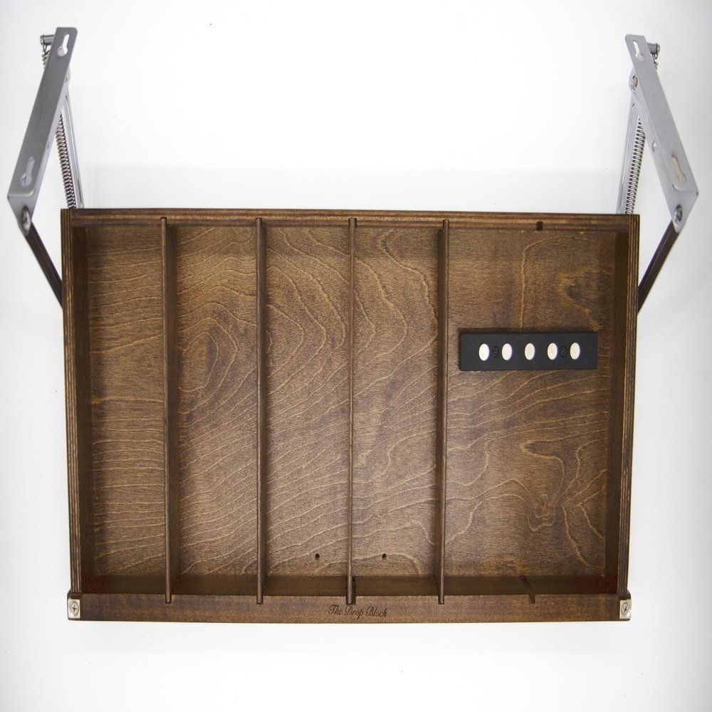 The Drop Block Under Cabinet Spice Rack - Pull down Spice Rack -Safely and neatly store steak knives, utensils, crafts and more (Walnut)