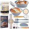 Angadona Sourdough Starter Kit, Sourdough Bread Baking Supplies, 40oz Sourdough Starter Jar, 9" Round & 10" Oval Silicone Bread Proofing Baskets Set, Bread baking tools,Silicone bread Sling view 1