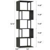 Furologee 6 Tier Bookshelf Tall Geometric Bookcase, S Shaped Industrial Display Standing Shelf, Metal and Wood Decorative Storage Room Divider Rack for Bedroom, Living Room, Office, Light Black Oak view 3