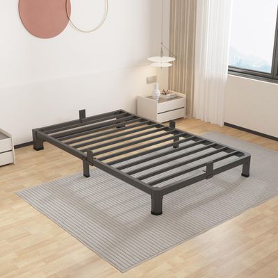 ROIL 4 inch Twin Bed Frames with Round Corner Legs Mattress Retainers 3500LBS Heavy Duty Steel Slats No Box Spring Needed Platform Noise-Free Easy Assembly