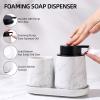 BosilunLife Bathroom Accessories Set 3 pcs - Bathroom Ceramic Foaming Soap Dispenser Set Farmhouse Marble Bathroom Decor, Foam Soap Dispenser and Toothbrush Holder/Tumbler Cup, Tray view 2