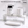 BosilunLife Bathroom Accessories Set 3 pcs - Bathroom Ceramic Foaming Soap Dispenser Set Farmhouse Marble Bathroom Decor, Foam Soap Dispenser and Toothbrush Holder/Tumbler Cup, Tray view 3