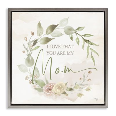 Mother's Day Rose Wreath Floral Love, 24 x 24 Inch Canvas in Floater Frame