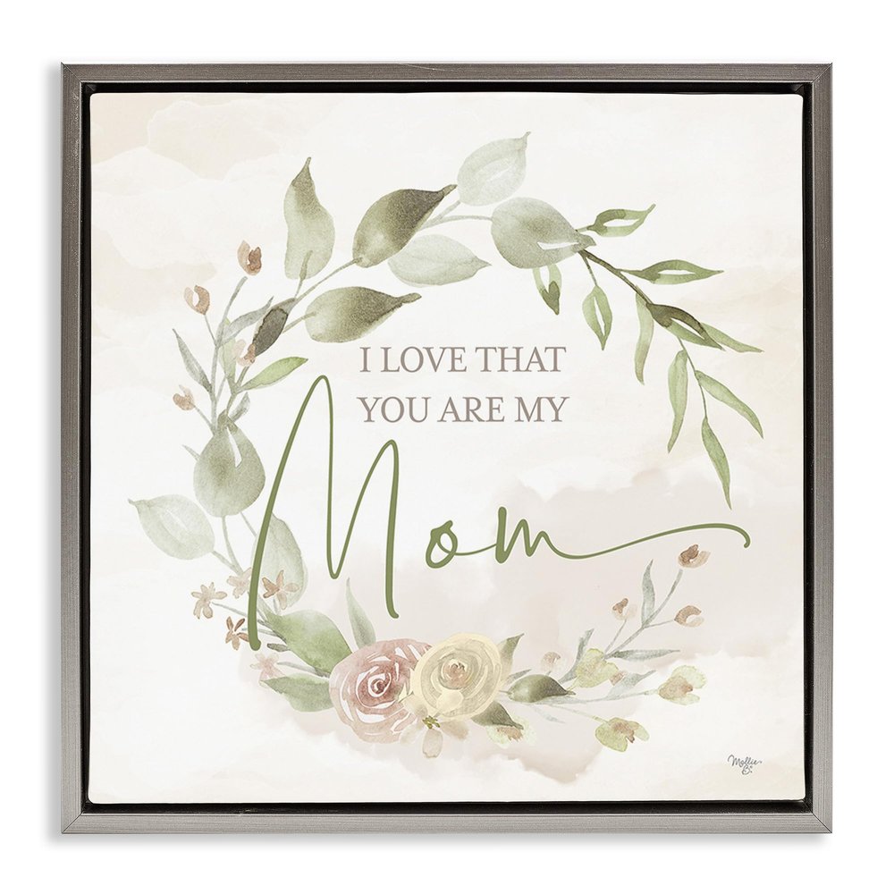 Mother's Day Rose Wreath Floral Love, 24 x 24 Inch Canvas in Floater Frame