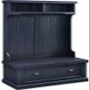 Crosley Seaside Hall Tree Entryway Bench Coat Rack Shoe Cabinet and Kitchen Pantry Cabinet Distressed Navy view 2