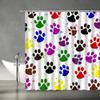Dog Paws Shower Curtain Puppy Pawprint Creative Animal Paw Pattern Graffiti Colorful Inkjet Art Modern Print Fabric Bathroom Decor Set with Hooks(59" Wx70 H) view 2