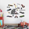 Racing Car Wall Decal for Kids Room - Race Cars Wall Decals for Bedroom - Vehicles Roads Wall Art Stickers - Tire Tracks F1 Sticker Art Vinyl Wallpaper - Hot Cars Wall Mural Sticker Decoration view 2