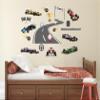 Racing Car Wall Decal for Kids Room - Race Cars Wall Decals for Bedroom - Vehicles Roads Wall Art Stickers - Tire Tracks F1 Sticker Art Vinyl Wallpaper - Hot Cars Wall Mural Sticker Decoration view 3