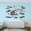 Racing Car Wall Decal for Kids Room - Race Cars Wall Decals for Bedroom - Vehicles Roads Wall Art Stickers - Tire Tracks F1 Sticker Art Vinyl Wallpaper - Hot Cars Wall Mural Sticker Decoration view 4