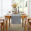 Aoztio Burlap Style Farmhouse Table Runner, 13 x 36 Inch Grey, Rustic Geometric Hollow Table Runners 36 Inches Long for Dresser Table Everyday Use, 13x36 Inches, Grey view 4