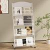 lesolar Floor-Standing Magazine Rack 4-tier Newspaper Holder Book Display Shelf Brochure Display Stand Floor Suitable for Exhibitions Shopping Malls Hospitals Offices SchoolSilvery view 1
