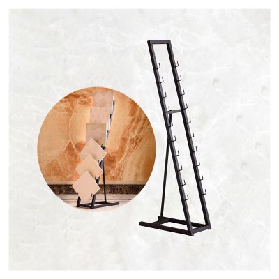 BESNUT Plate Display Tile Sample Storage Rack,Floor Porcelain Display Stand Rack,Holds 10 Tiles Ceramic Tile Door Stand Holder,Wooden Floor Sample Holder