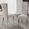 ACEDCOR Dining Chairs, Luxury White Velvet Dining Room Chairs with Silver Metal Ring Pull for Dining Room, Apartment, Kitchen view 1