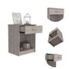 BEROXII Light Grey 1-Drawer, 1-Shelf Nightstand - Combining Style and Practicality for Seamless Cross-Border Delivery view 4