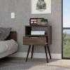 BEROXII Emma Nightstand, Superior Top, Four Legs, One Open Shelf, One Drawer, Dark Walnut view 2